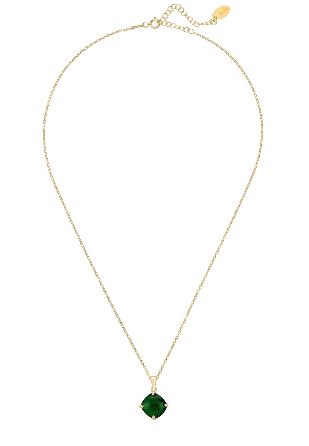 Empress Gemstone Necklace Gold Emerald