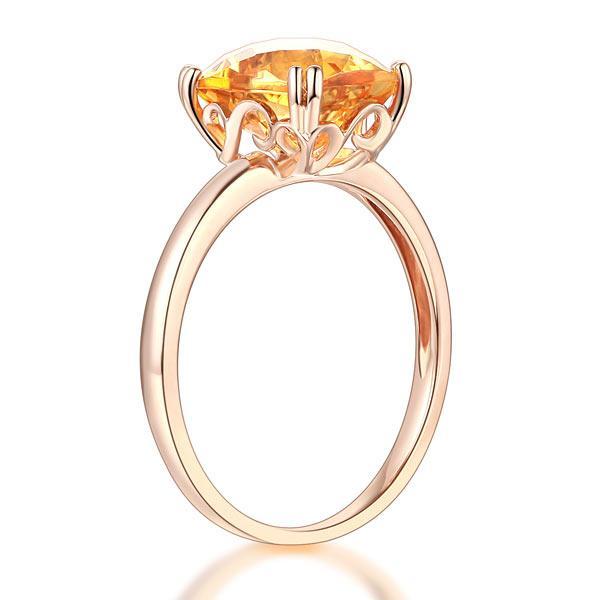 14K Rose Gold Wedding Promise Anniversary Engagement Ring Yellow Citrine MKR7094