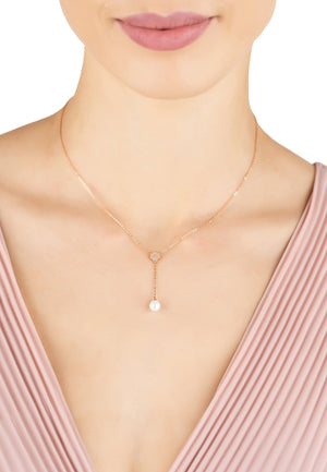 Lucky Clover Pearl Choker Necklace Rosegold