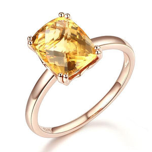 14K Rose Gold Wedding Promise Anniversary Engagement Ring Yellow Citrine MKR7094