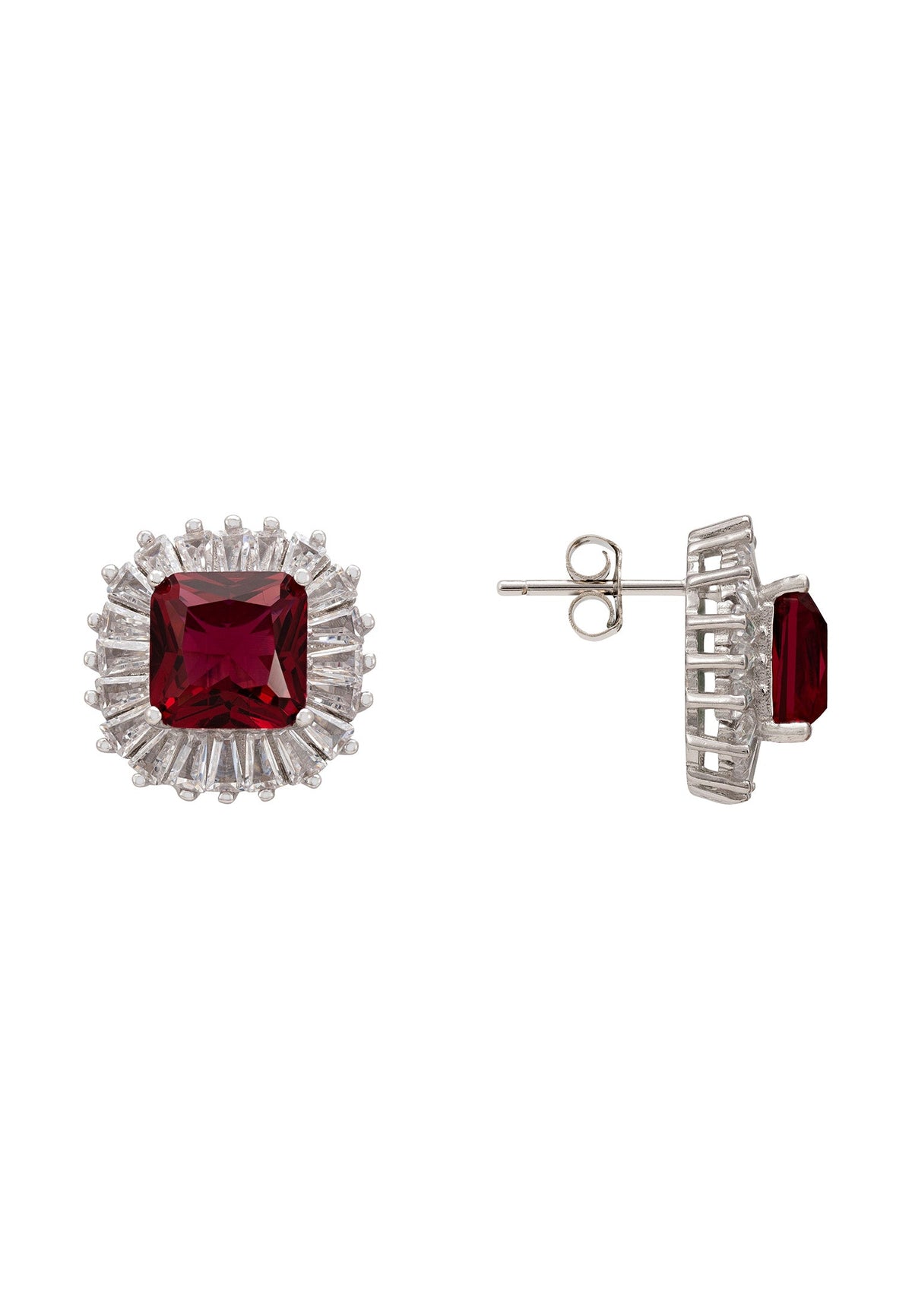 Camilla Stud Earrings Silver Ruby