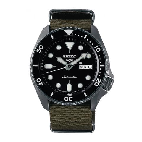 Seiko 5 Sports (Japan Made) Automatic Olive Green Canvas Strap Watch SBSA023