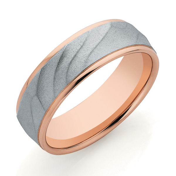 9CT ROSE &amp; WHITE GOLD 7MM BAND