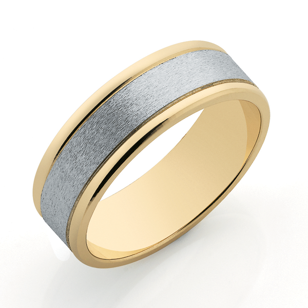 9CT &amp; WHITE GOLD 7MM BAND WD182-7