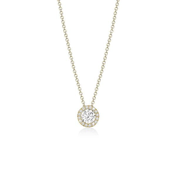 9Ct Yellow Gold CZ Halo Pendant w/18&quot; Chain CH15912