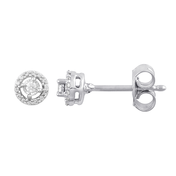 9CT White Gold 0.10ct Diamond Halo Earrings CH13948