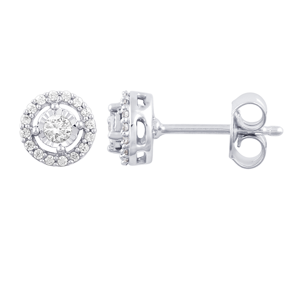 9CT White Gold 0.33ct Diamond Halo Earrings CH13951