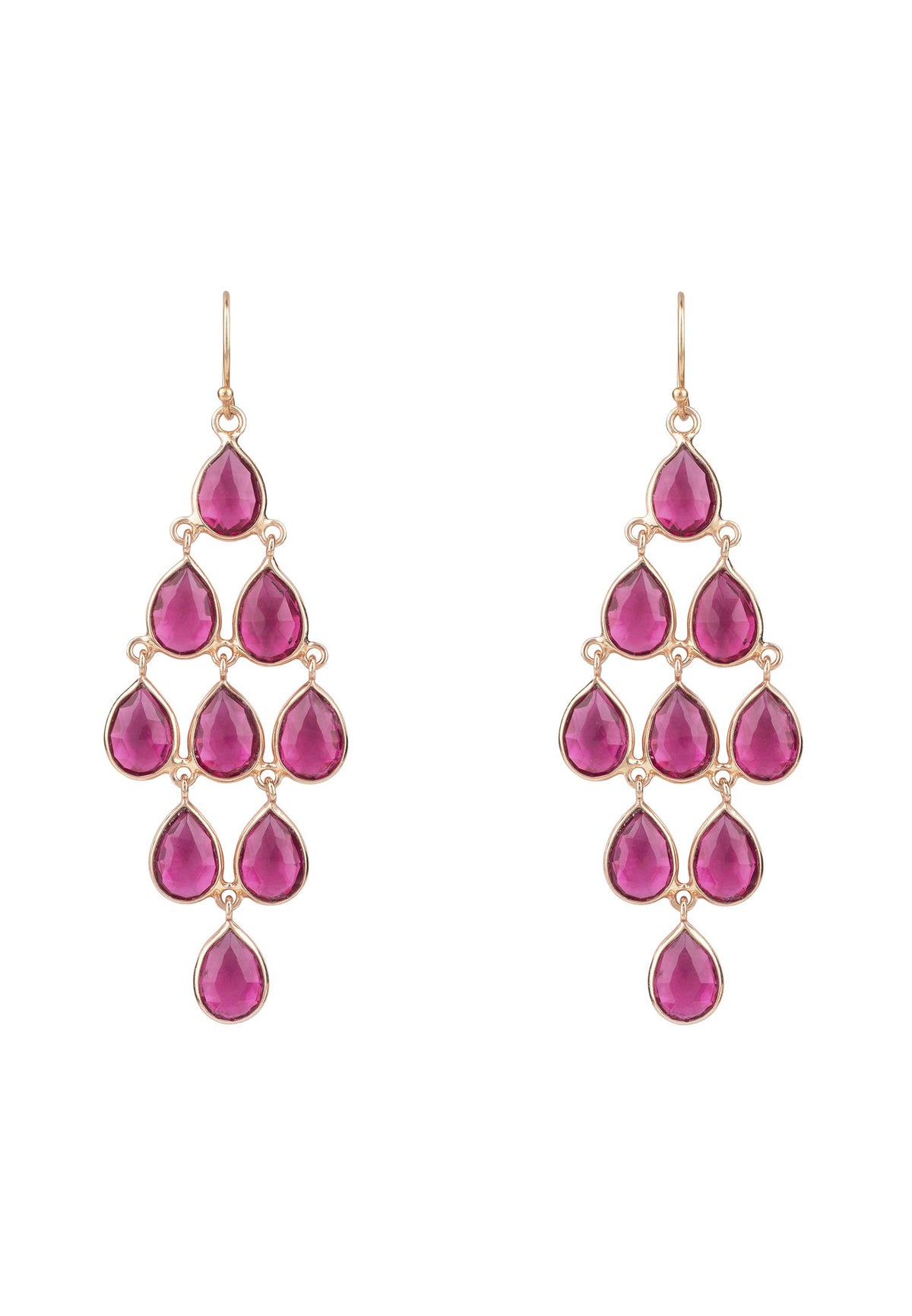 Erviola Gemstone Cascade Earring Rose Gold Pink Tourmaline