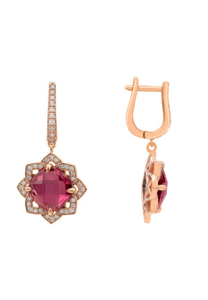 Lilian Flower Gemstone Earrings Rosegold Pink Tourmaline
