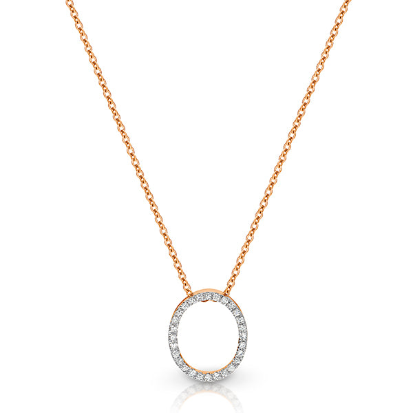 9K W/Y/R Gold Open Pval Pave Set Diamond Pendant