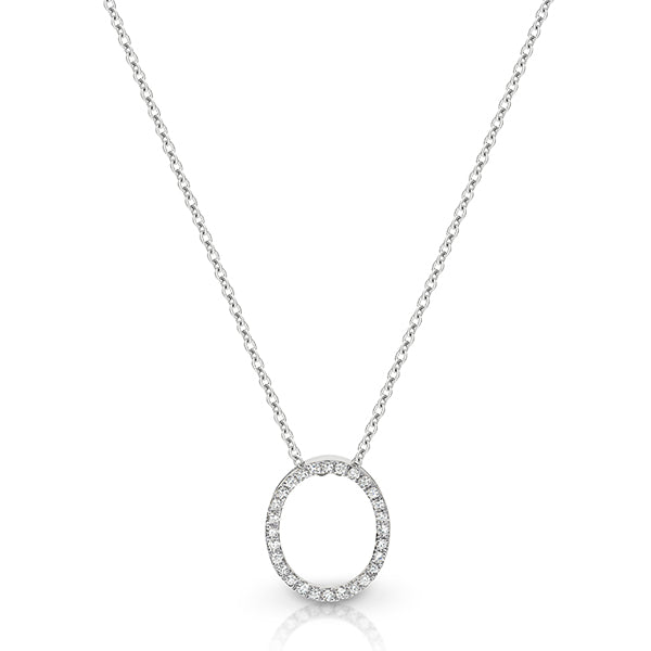 9K W/Y/R Gold Open Pval Pave Set Diamond Pendant