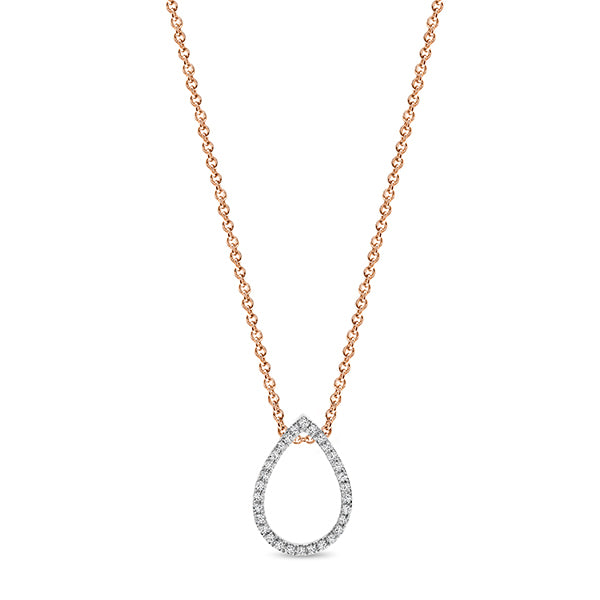 9K W/Y/R Gold Open Tear Drop Diamond Pendant