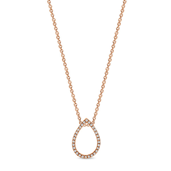 9K W/Y/R Gold Open Tear Drop Diamond Pendant