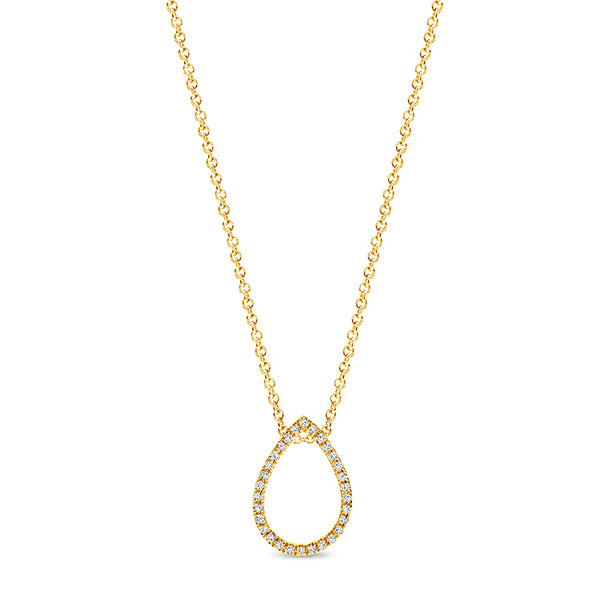 9K W/Y/R Gold Open Tear Drop Diamond Pendant