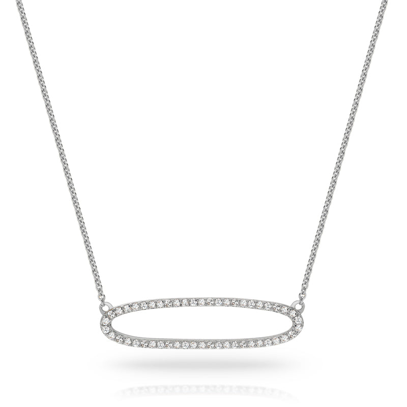 9K Gold Diamond Open Oval Pendant Necklace
