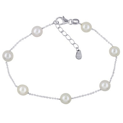 Sterling Silver Freshwater Cultured Pearl Bracelet 18cm + 2cm extender