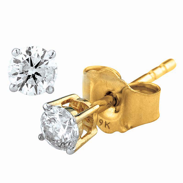 9ct YG 4 claw diamond studs CH11064