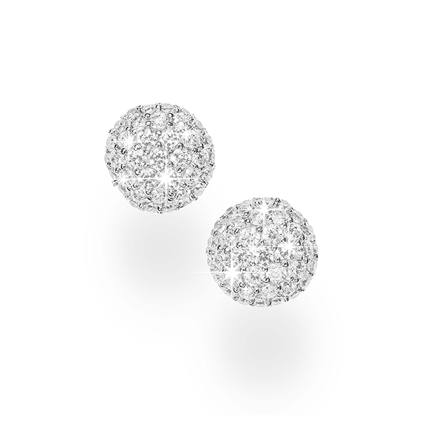Sterling Silver Pave CZ Button Studs CH12275