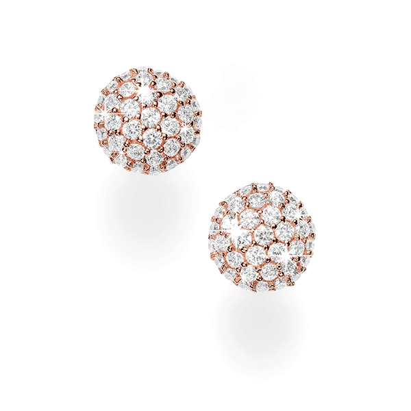 Sterling Silver RGP Pave CZ Button Studs CH12276