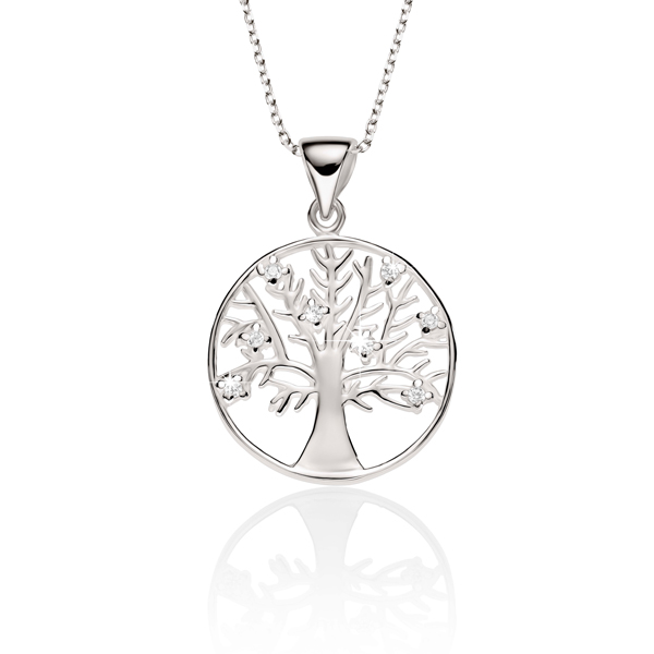 Sterling Silver claw set CZ tree of life pendant