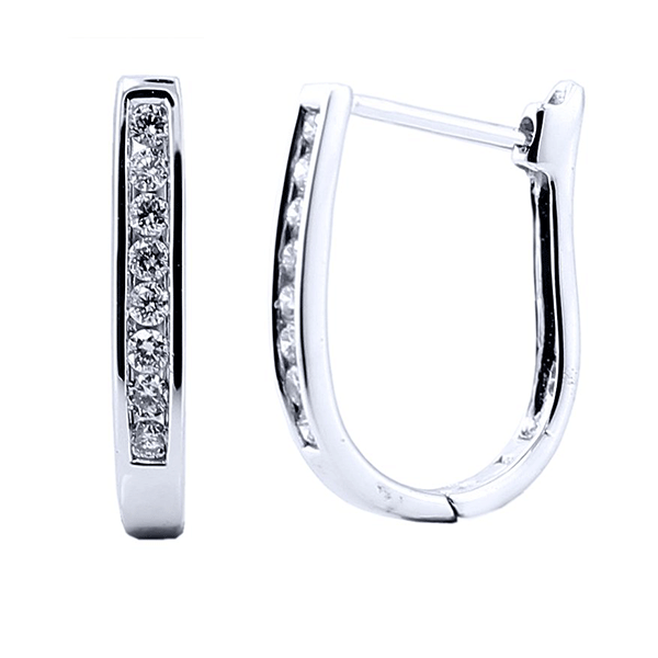 9ct WG 0.25ct channel set oval diamond huggies CH13967