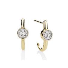 9ct Yellow Gold diamond huggie stud earrings CH14433