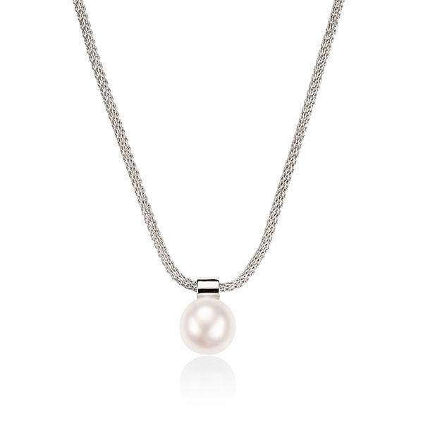 Sterling Silver Freshwater Button Pearl on Mesh Chain