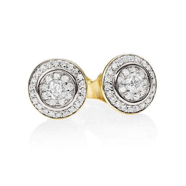 9ct YG 0.25ct halo cluster stud earrings CH15236
