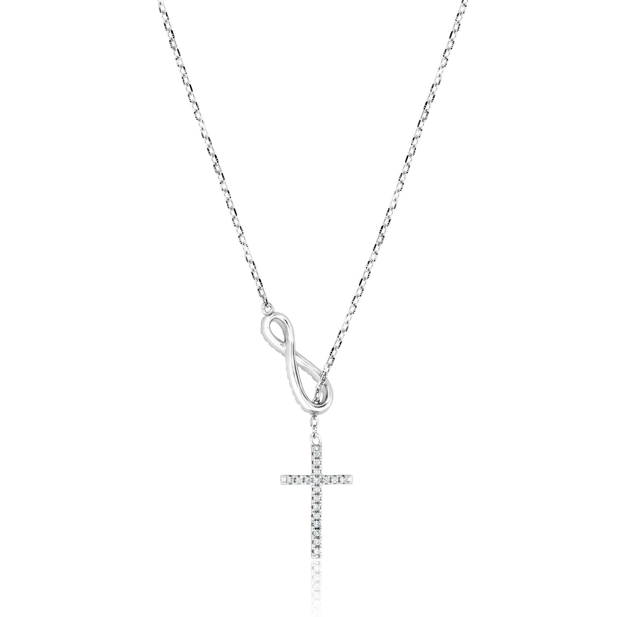 Sterling Silver and CZ Infinity and Cross necklace