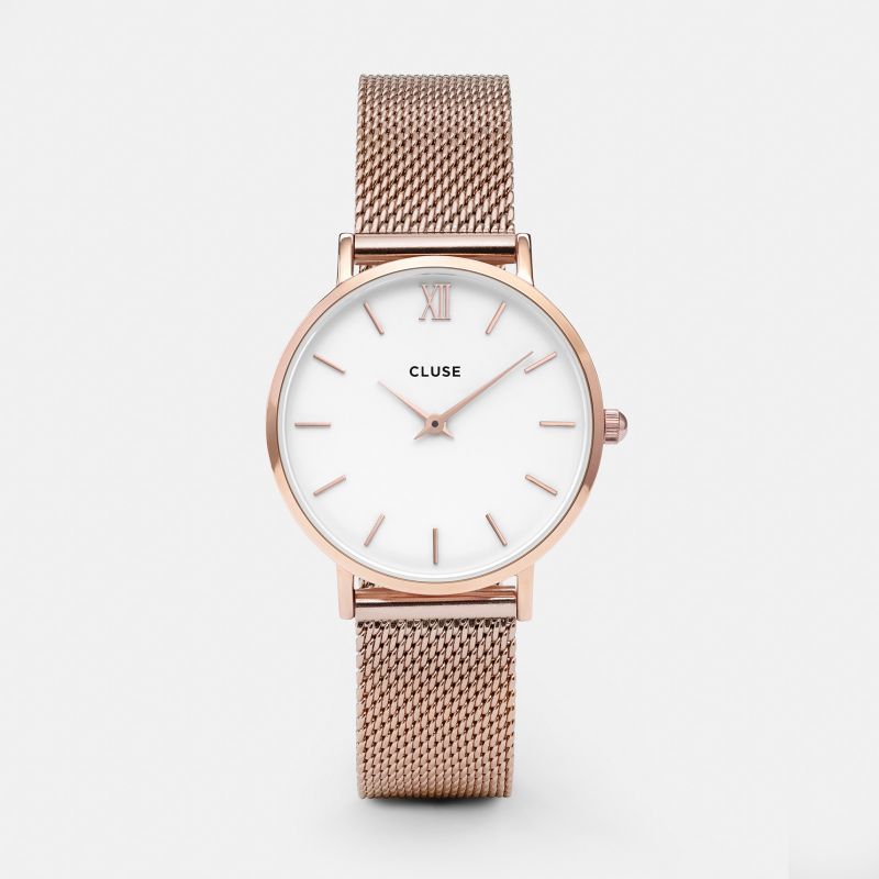 CLUSE Minuit Mesh Rose Gold/White Watch CW0101203001