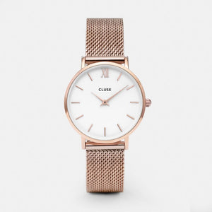 CLUSE Minuit Mesh Rose Gold/White Watch CW0101203001