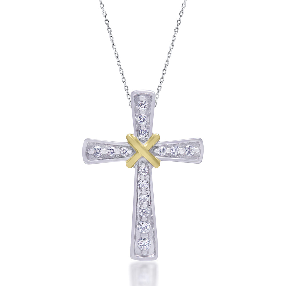 9K/18K White Gold Diamond Cross Pendant