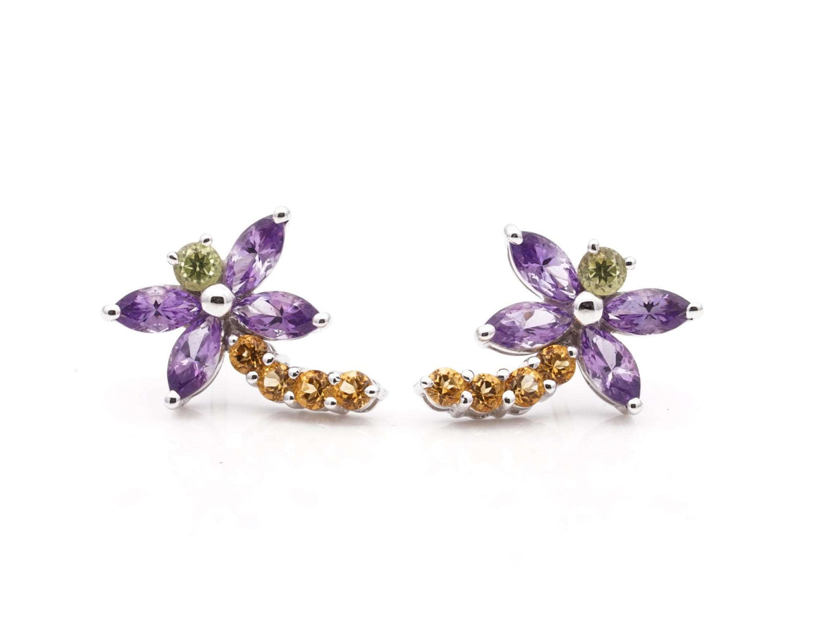 18CT Designer Butterfly Colourstone Earrings