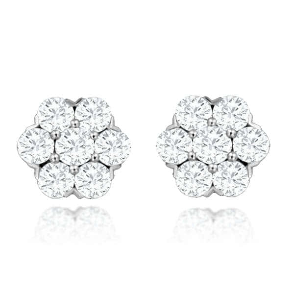 18K White Gold Cluster Studs 0.25cts