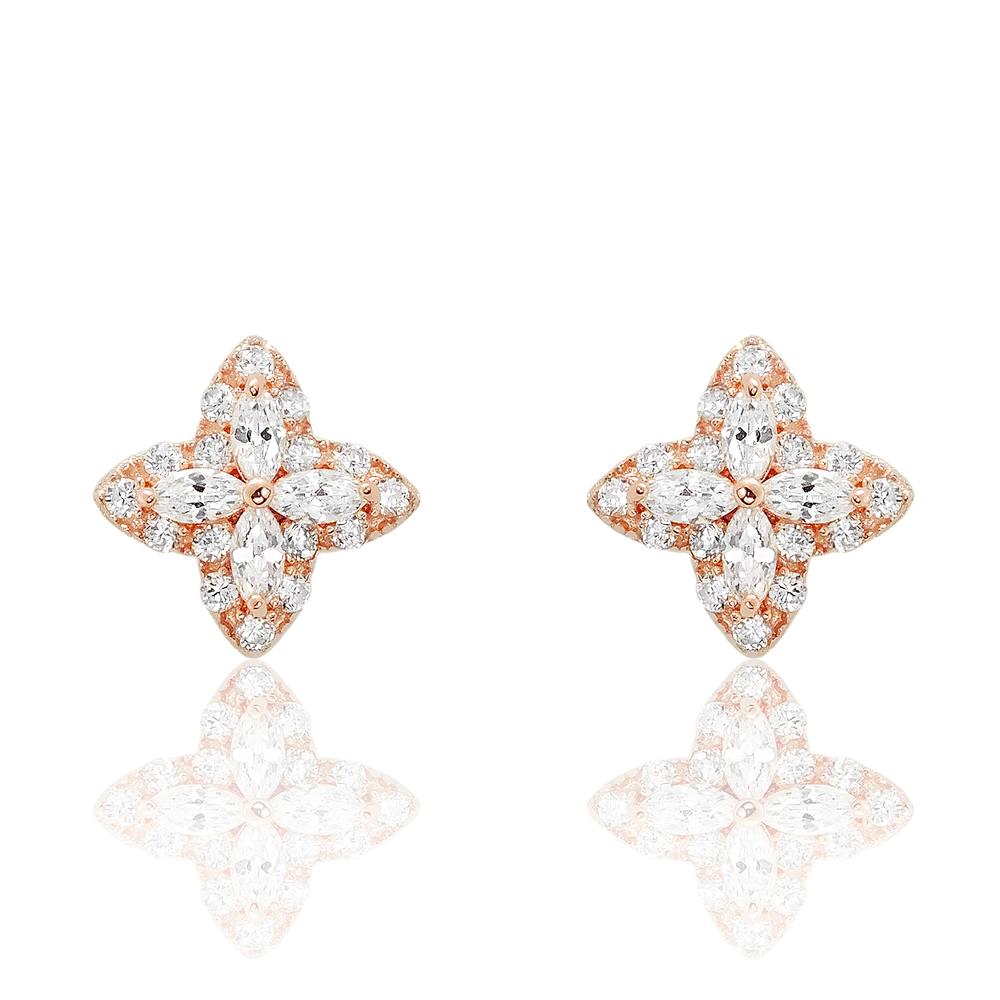 Rose Gold Plated 925 Sterling Silver CZ Earrings