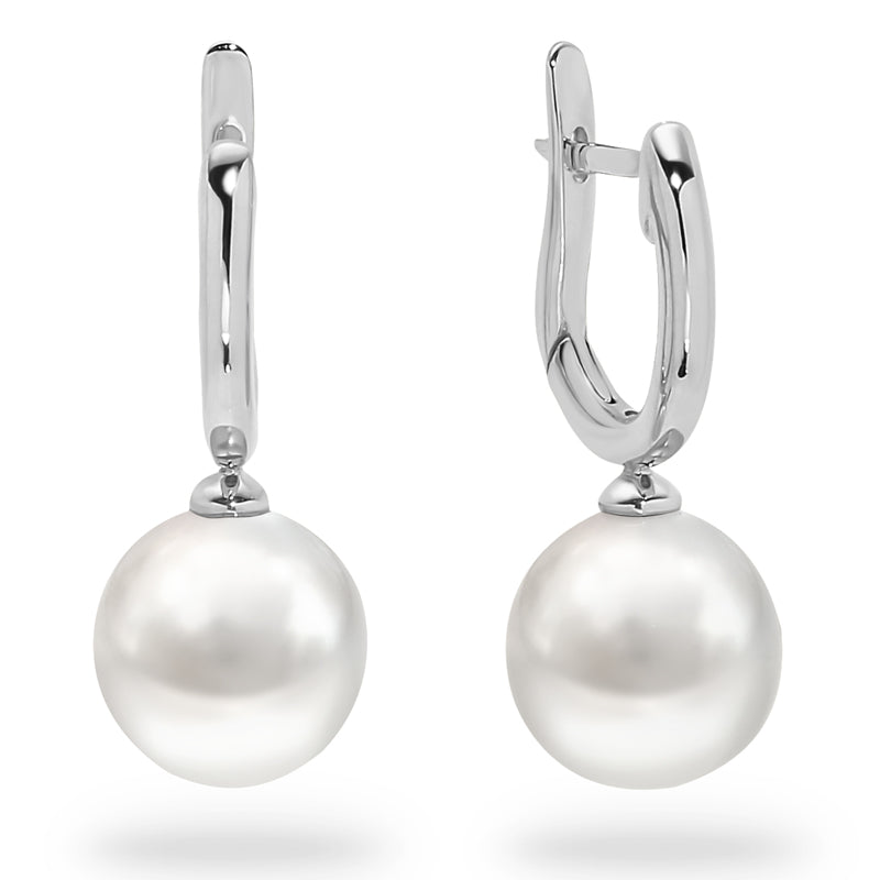 18k W/Y/R 9-10mm Sea Pearl Drop Earrings