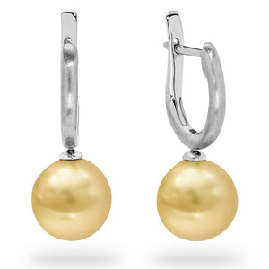 18K 9-10mm Gold South Sea Pearl Earrings