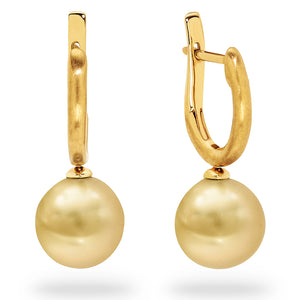 18K 9-10mm Gold South Sea Pearl Earrings