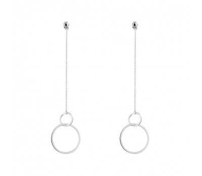 Sterling Silver Dangle Double Open Circle Earrings E834