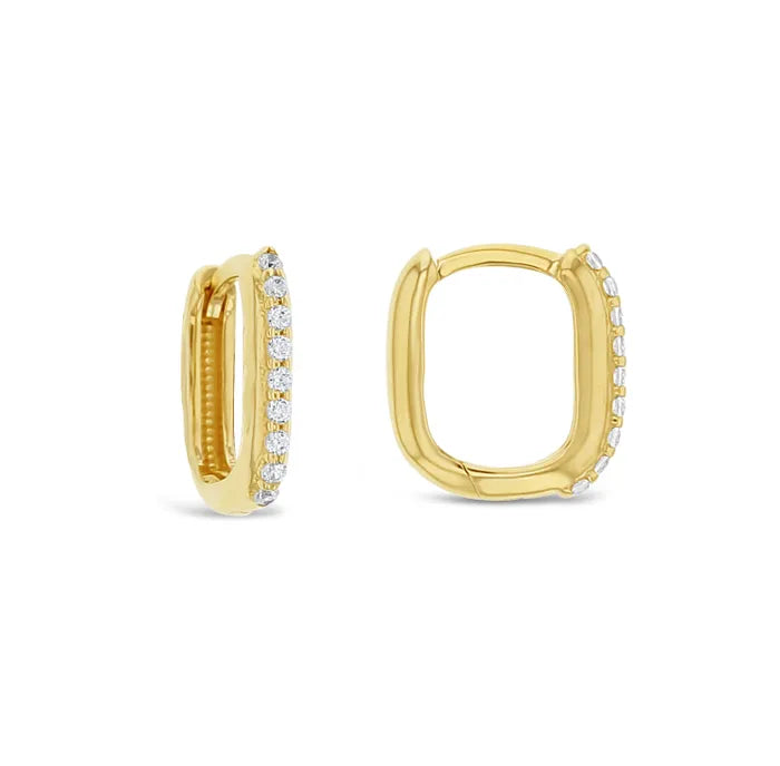 9KY CZ Small Paper Clip Earrings EAR903