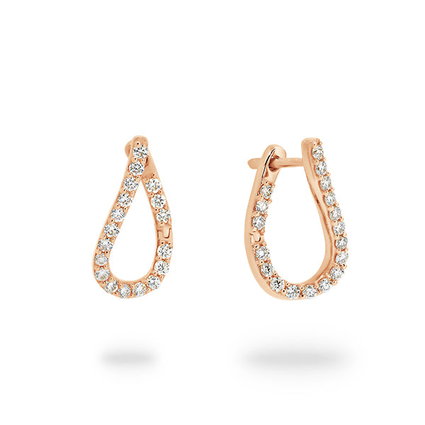 18K Gold Diamond Free form Hoop Earrings ESJE02667