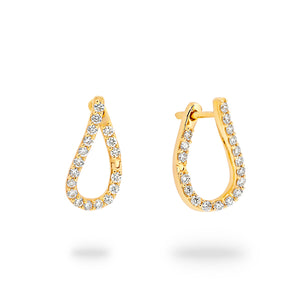 18K Gold Diamond Free form Hoop Earrings ESJE02667