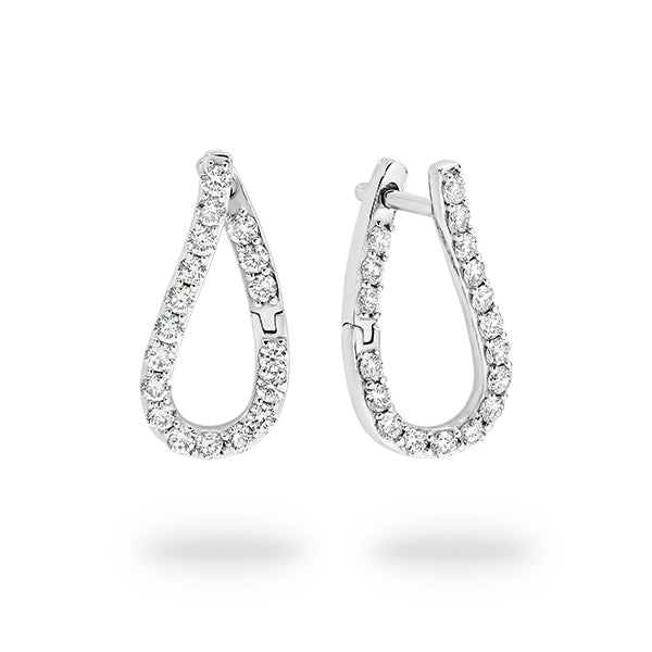 18K Gold Diamond Free form Hoop Earrings ESJE02667