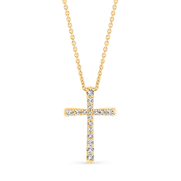 9K/18K Yellow Gold Diamond Cross Pendant