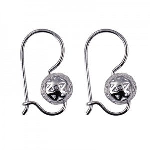 Sterling Silver 8mm Filigree Euroball Earrings