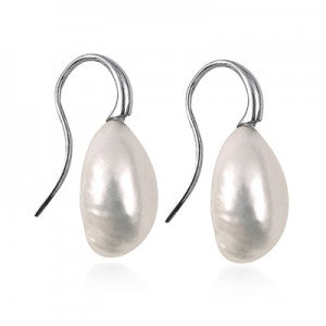 Sterling Silver White Baroque Pearl Ear Wires EW541