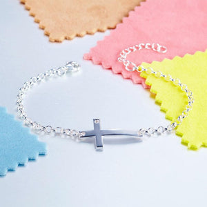 Solid 925 Sterling Silver Bracelet Cross Religious MXFB8007