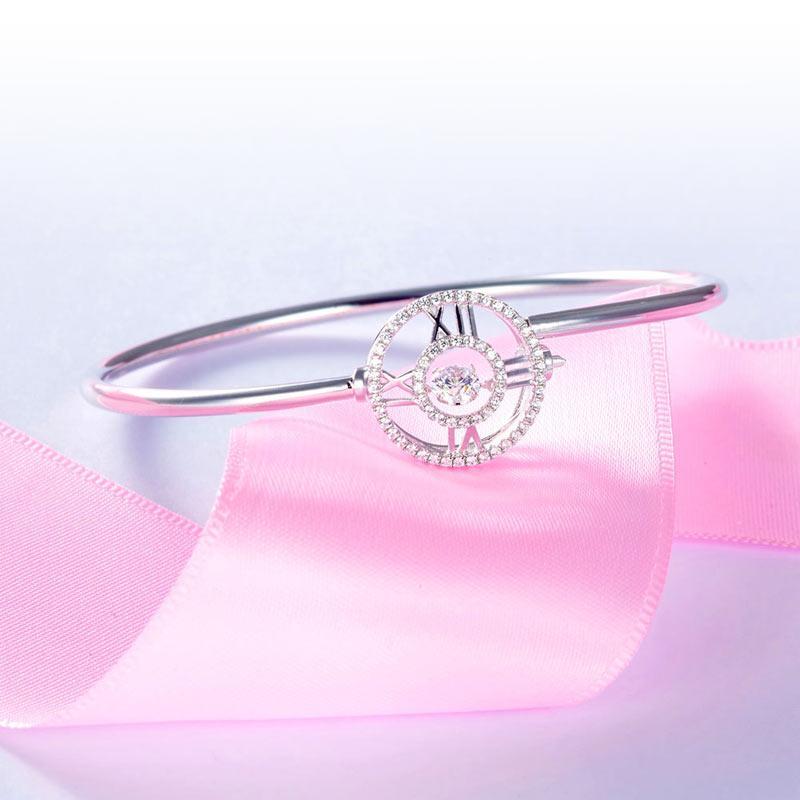 Dancing Stone Cross Bangle Solid 925 Sterling Silver MXFB8015