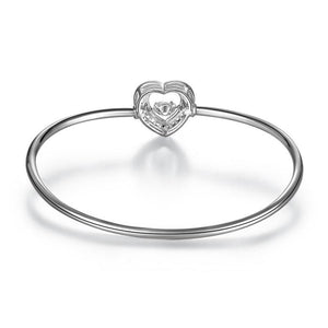 Dancing Stone Heart Bangle Solid 925 Sterling Silver MXFB8014