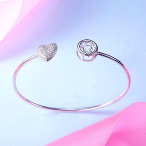 Dancing Stone Heart Bangle Solid 925 Sterling Silver MXFB8016